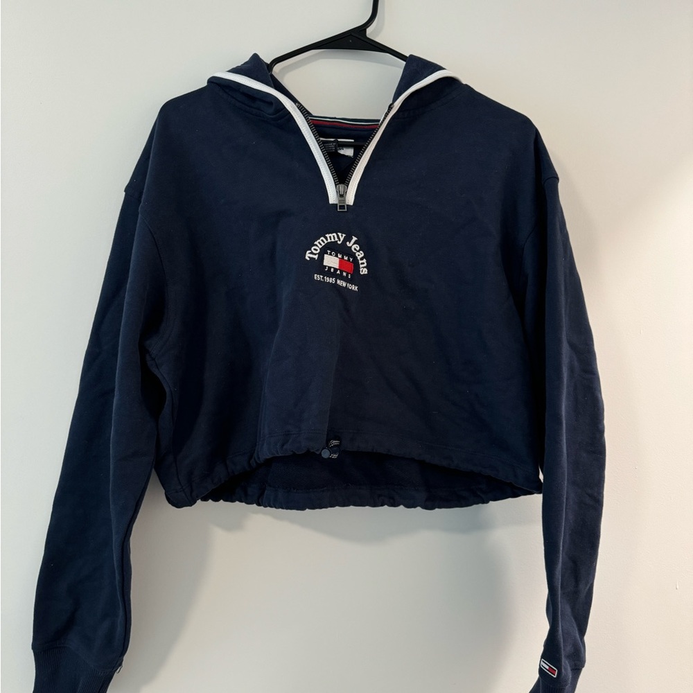 Tommy Hilfiger women cropped hooded sweatshirt navy